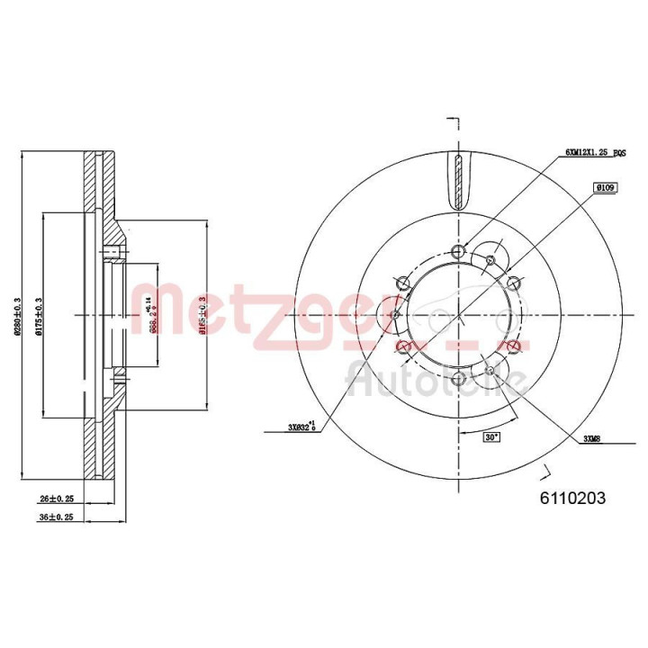 Stabdžių diskas METZGER 6110203