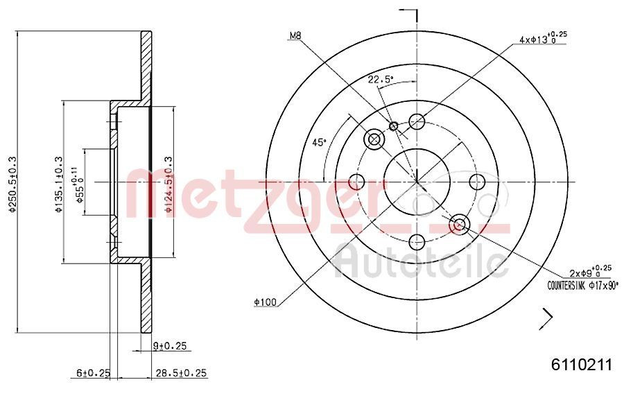 Stabdžių diskas METZGER 6110211