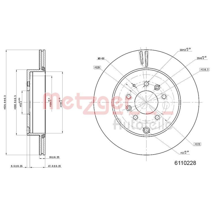Stabdžių diskas METZGER 6110228
