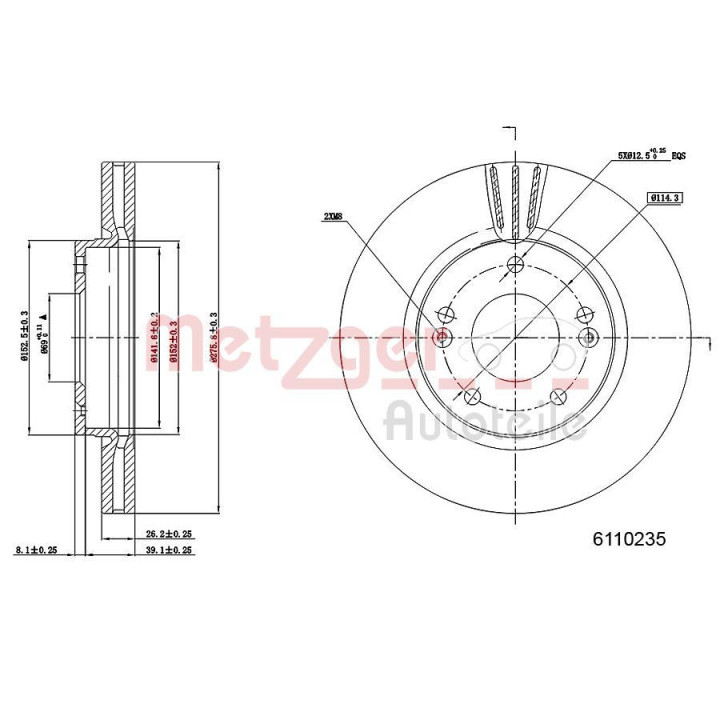 Stabdžių diskas METZGER 6110235