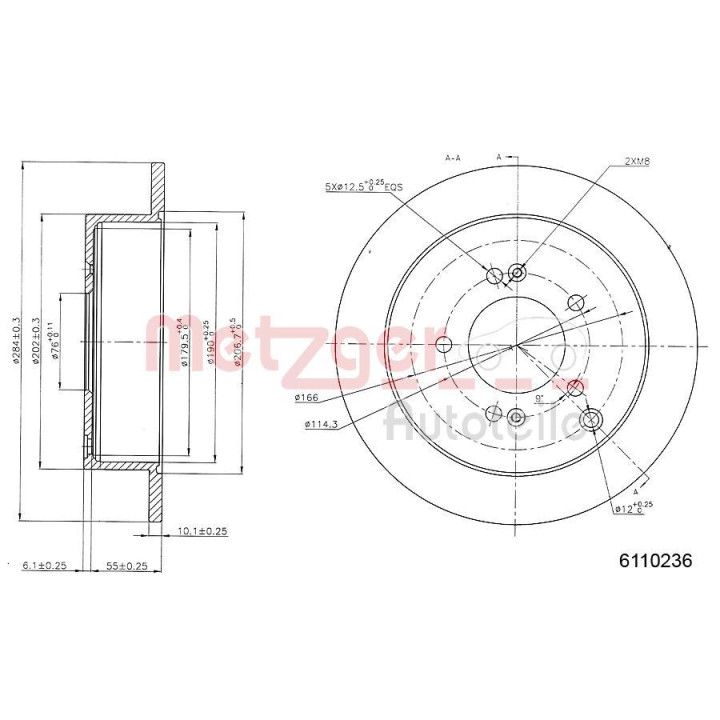 Stabdžių diskas METZGER 6110236