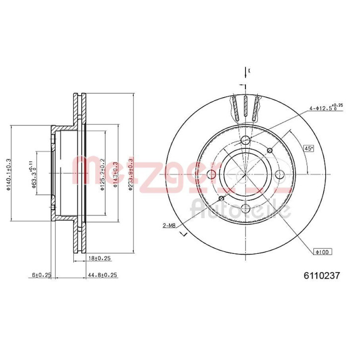 Stabdžių diskas METZGER 6110237