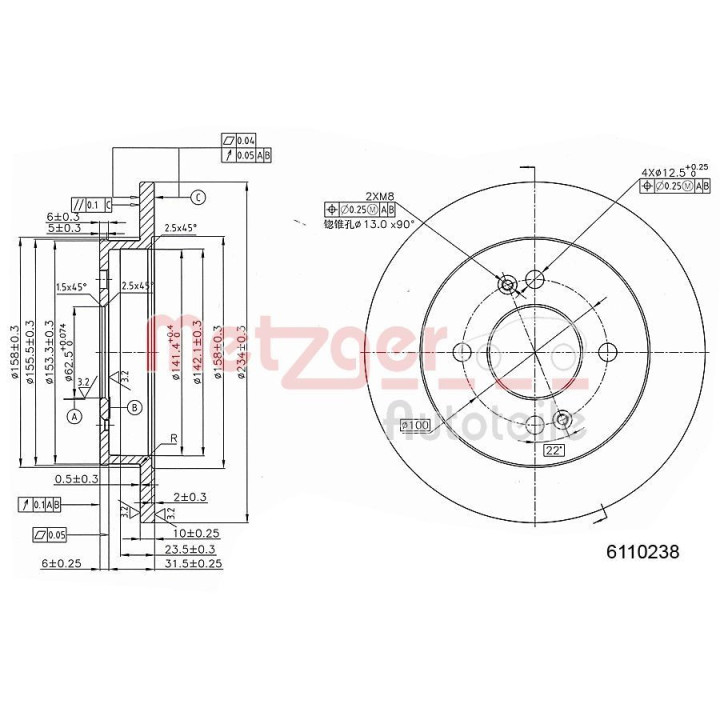 Stabdžių diskas METZGER 6110238