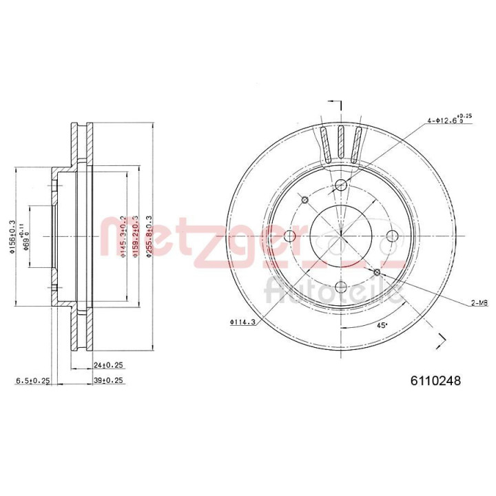 Stabdžių diskas METZGER 6110248
