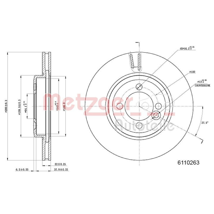 Stabdžių diskas METZGER 6110263