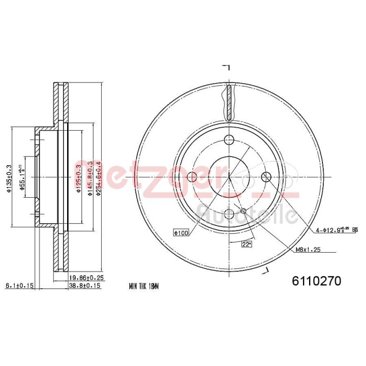 Stabdžių diskas METZGER 6110270