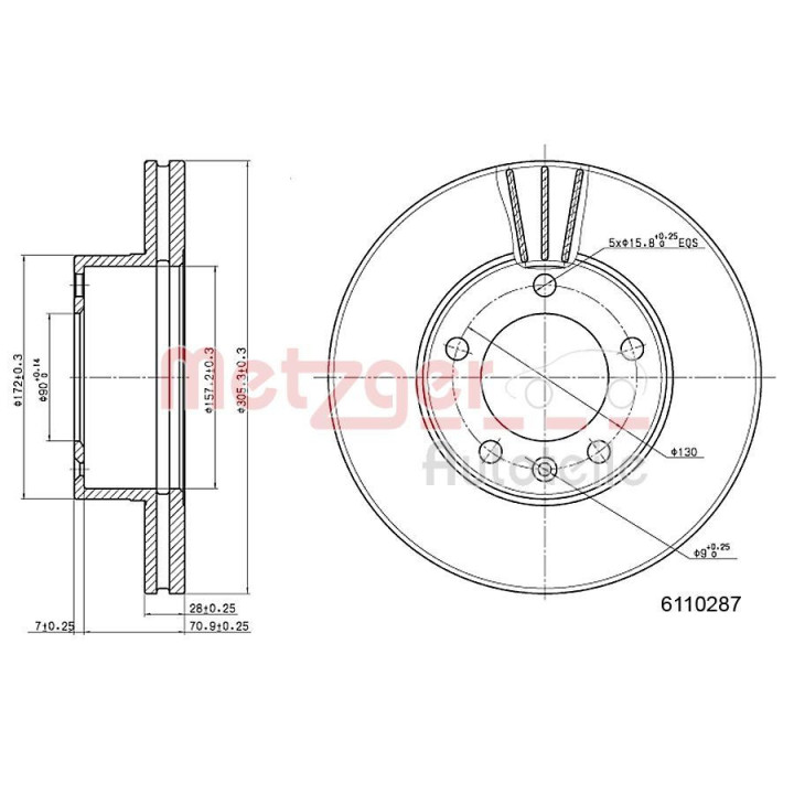 Stabdžių diskas METZGER 6110287