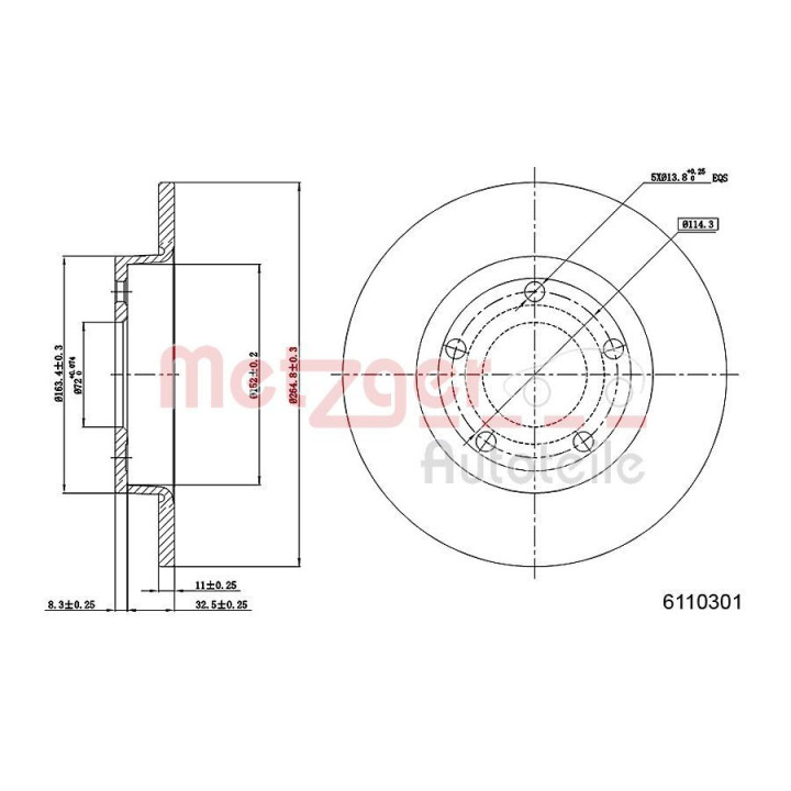 Stabdžių diskas METZGER 6110301
