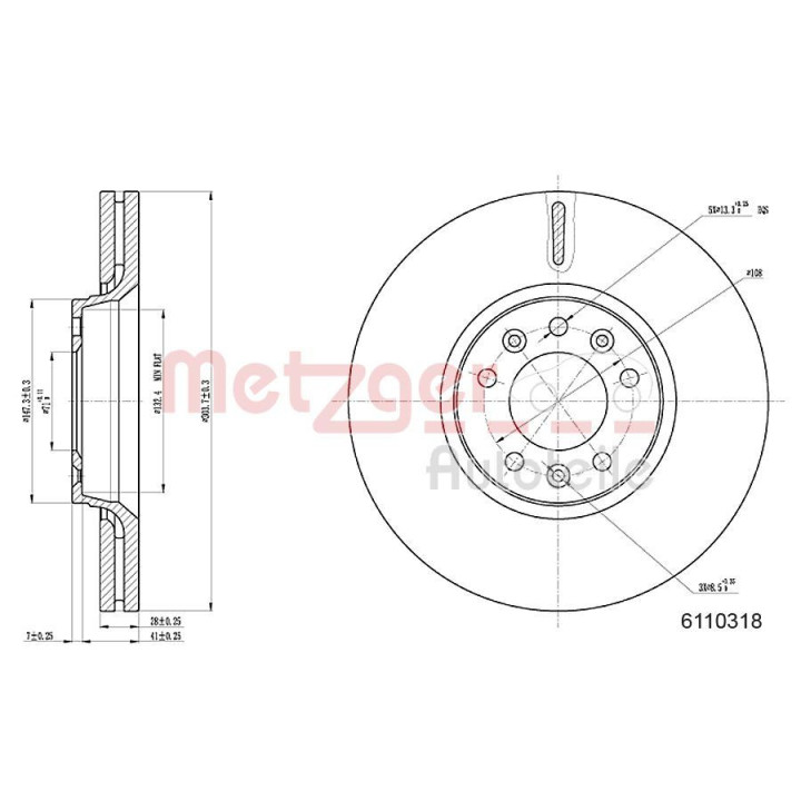 Stabdžių diskas METZGER 6110318