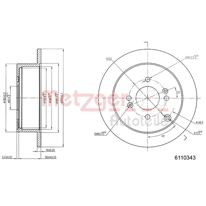 Stabdžių diskas METZGER 6110343