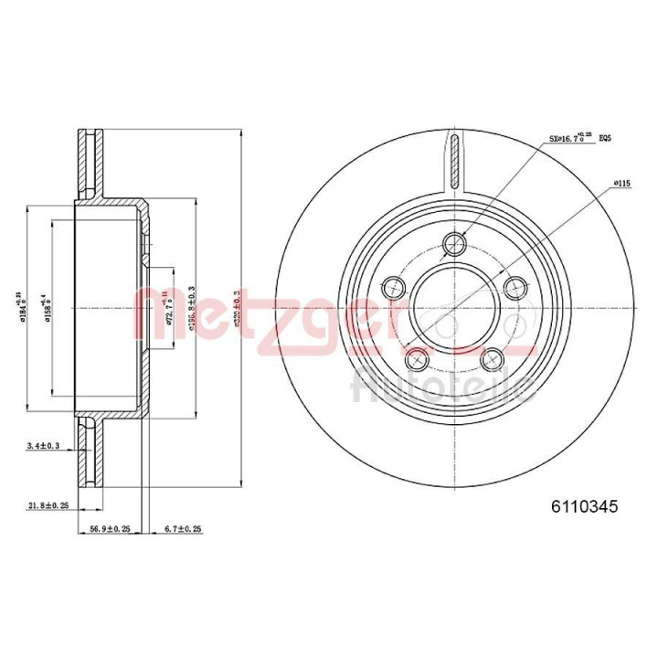 Stabdžių diskas METZGER 6110345