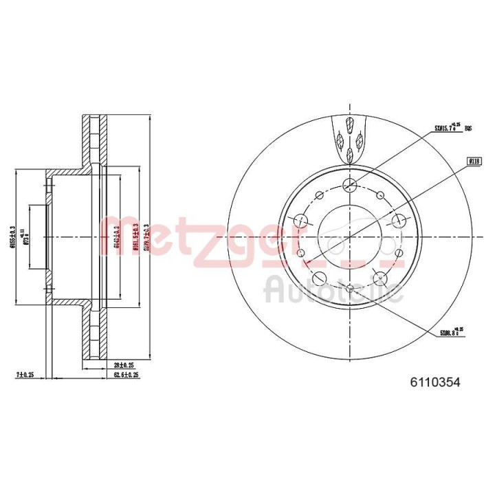 Stabdžių diskas METZGER 6110354
