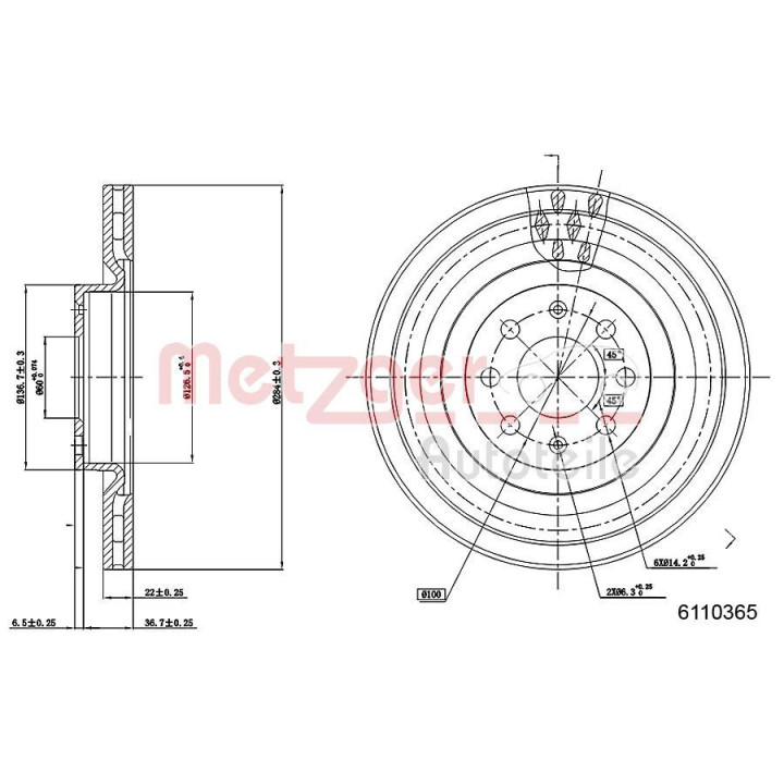 Stabdžių diskas METZGER 6110365