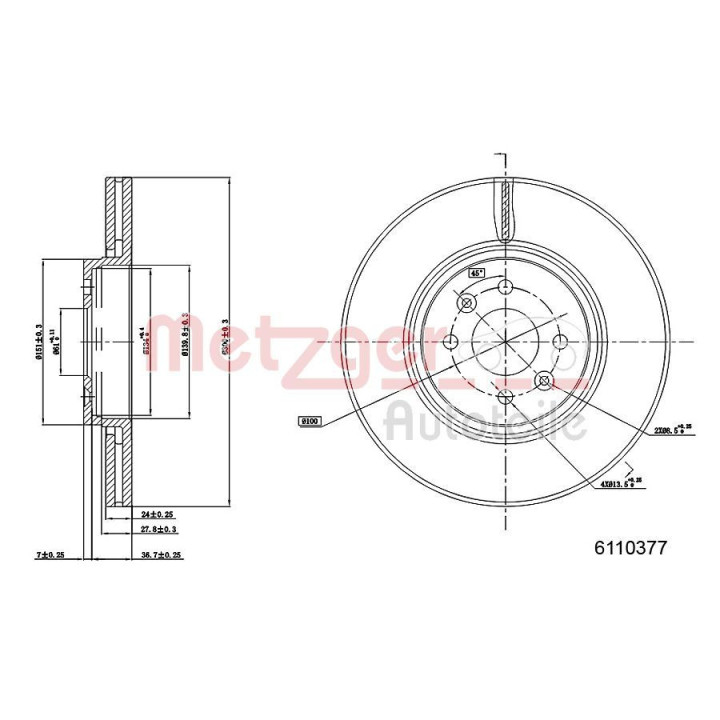 Stabdžių diskas METZGER 6110377