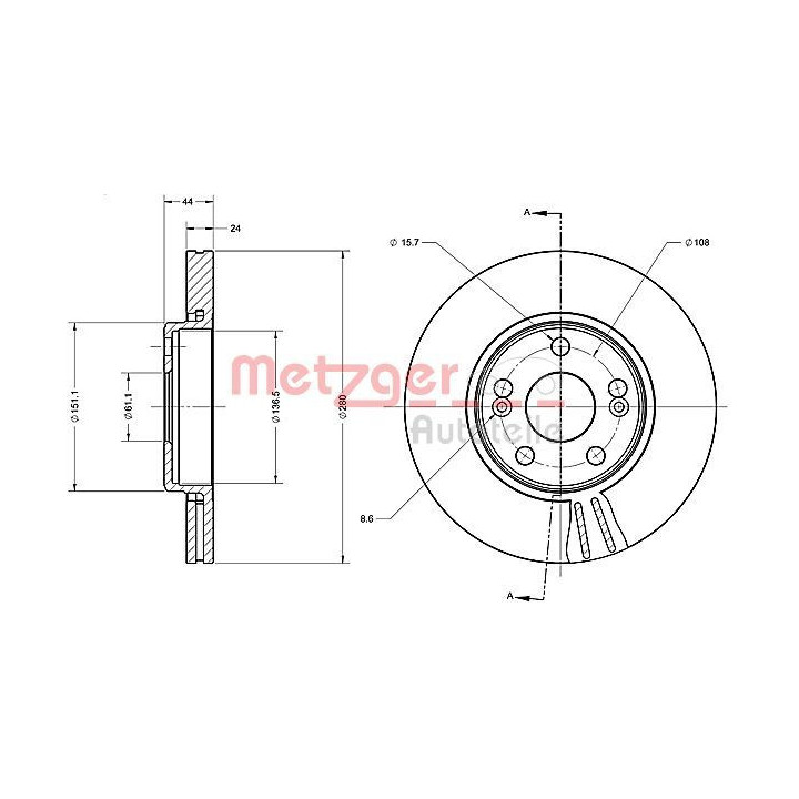 Stabdžių diskas METZGER 6110386