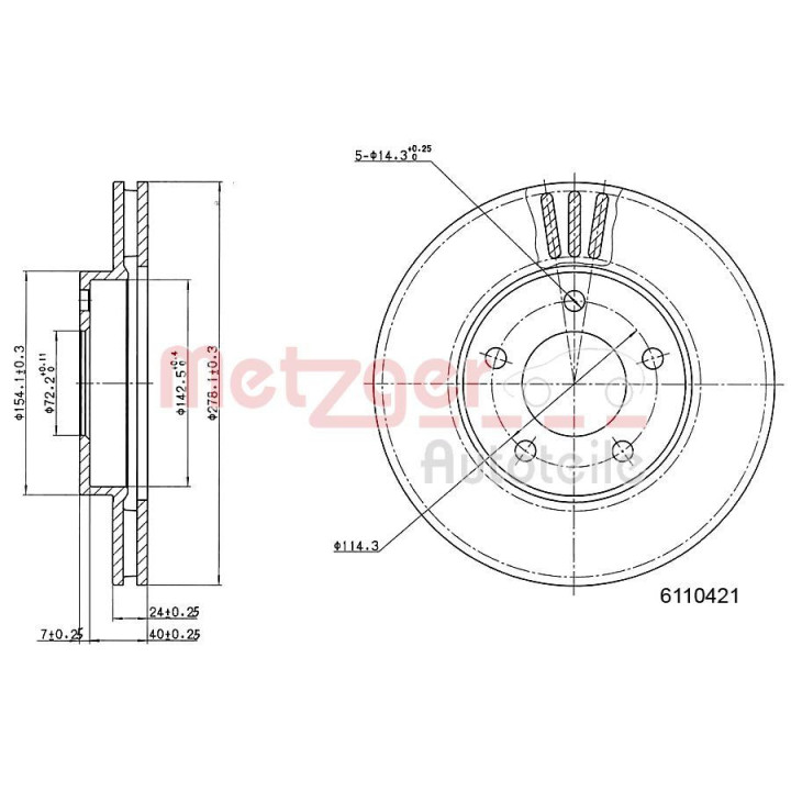 Stabdžių diskas METZGER 6110421