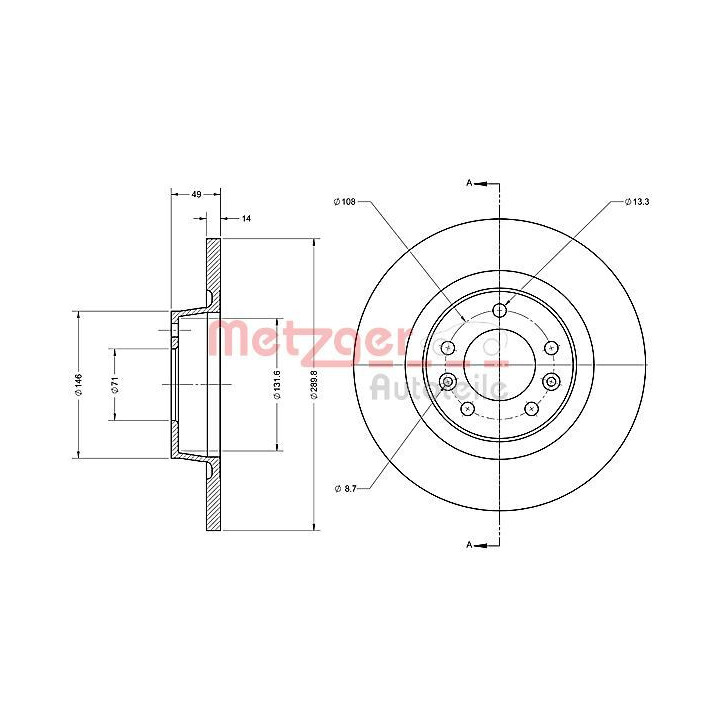 Stabdžių diskas METZGER 6110422