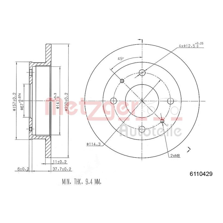 Stabdžių diskas METZGER 6110429