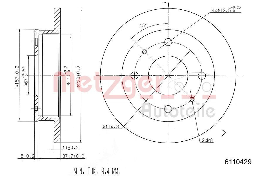 Stabdžių diskas METZGER 6110429