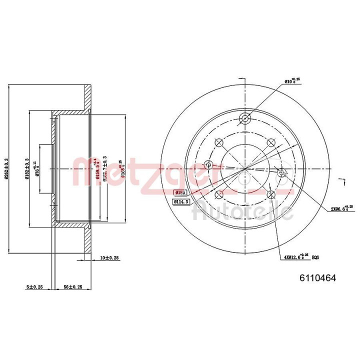 Stabdžių diskas METZGER 6110464