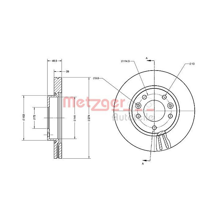 Stabdžių diskas METZGER 6110466