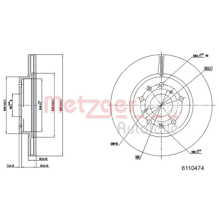 Stabdžių diskas METZGER 6110474