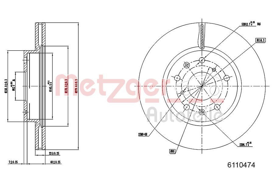 Stabdžių diskas METZGER 6110474