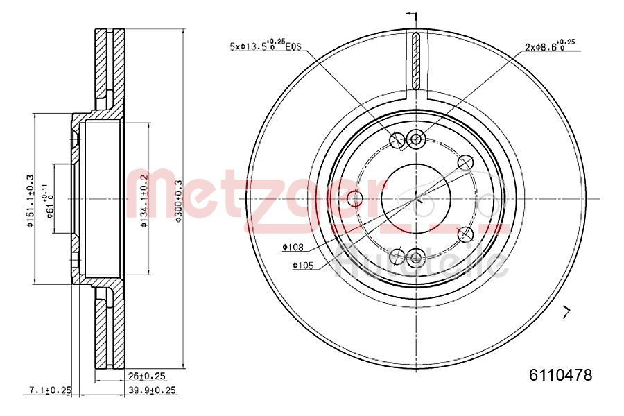 Stabdžių diskas METZGER 6110478