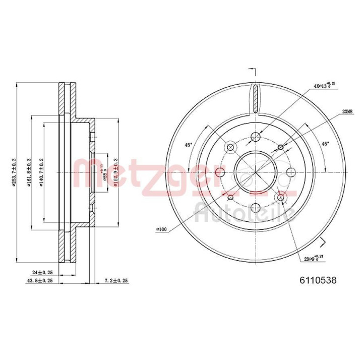 Stabdžių diskas METZGER 6110538