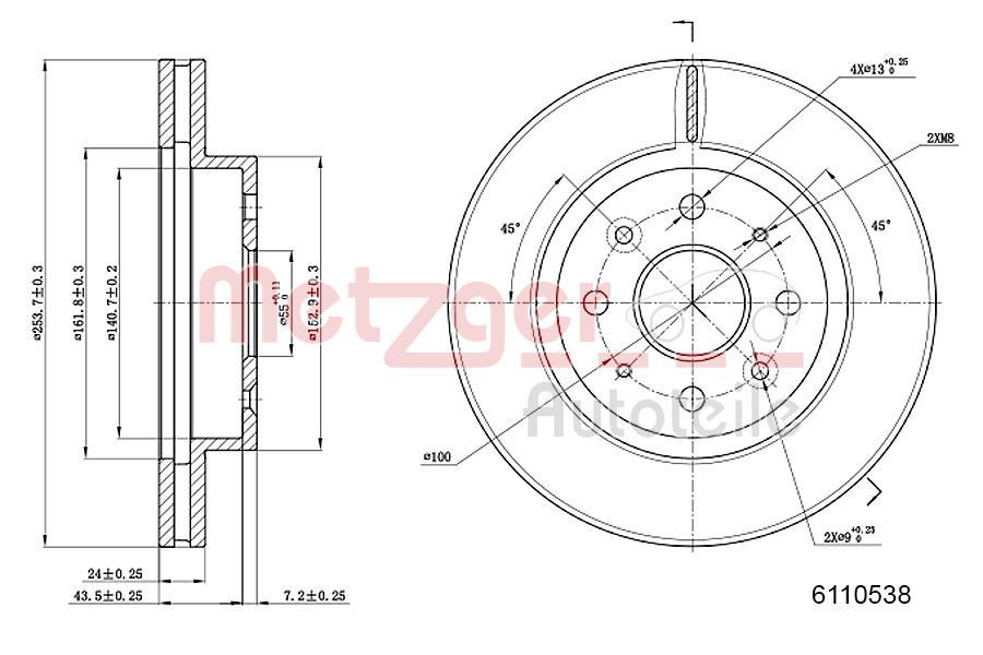 Stabdžių diskas METZGER 6110538
