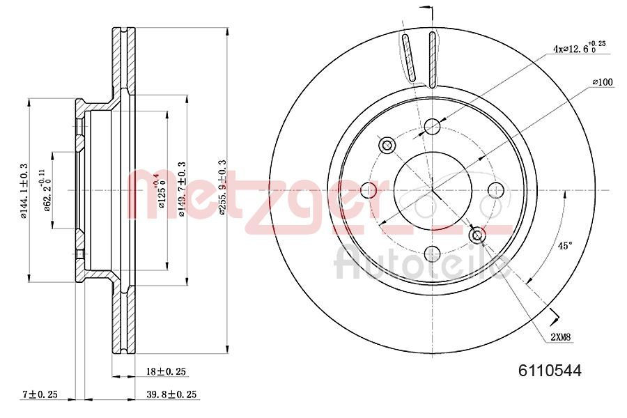Stabdžių diskas METZGER 6110544