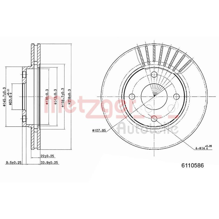 Stabdžių diskas METZGER 6110586