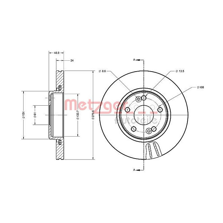 Stabdžių diskas METZGER 6110600