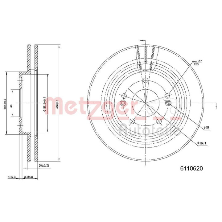 Stabdžių diskas METZGER 6110620
