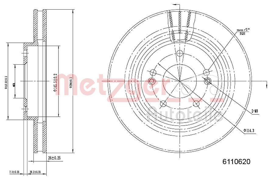 Stabdžių diskas METZGER 6110620