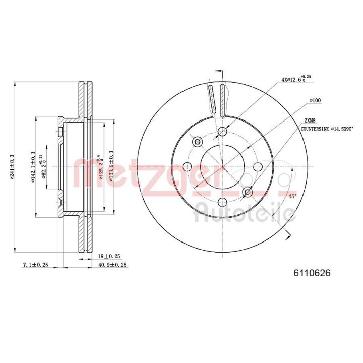Stabdžių diskas METZGER 6110626