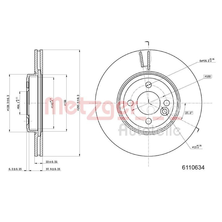 Stabdžių diskas METZGER 6110634