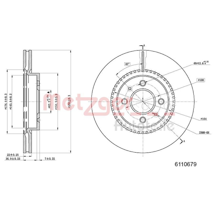 Stabdžių diskas METZGER 6110679