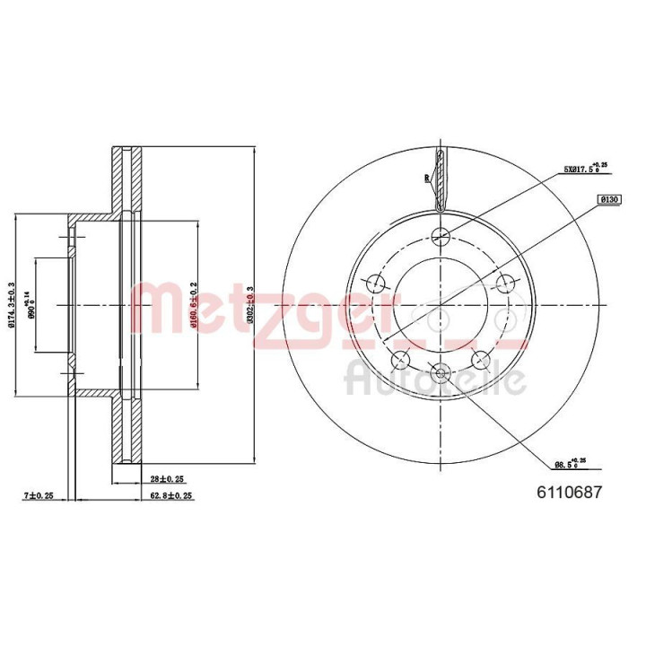 Stabdžių diskas METZGER 6110687
