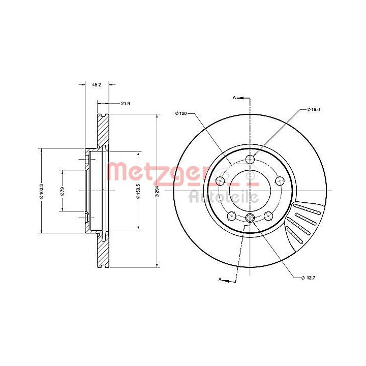 Stabdžių diskas METZGER 6110692