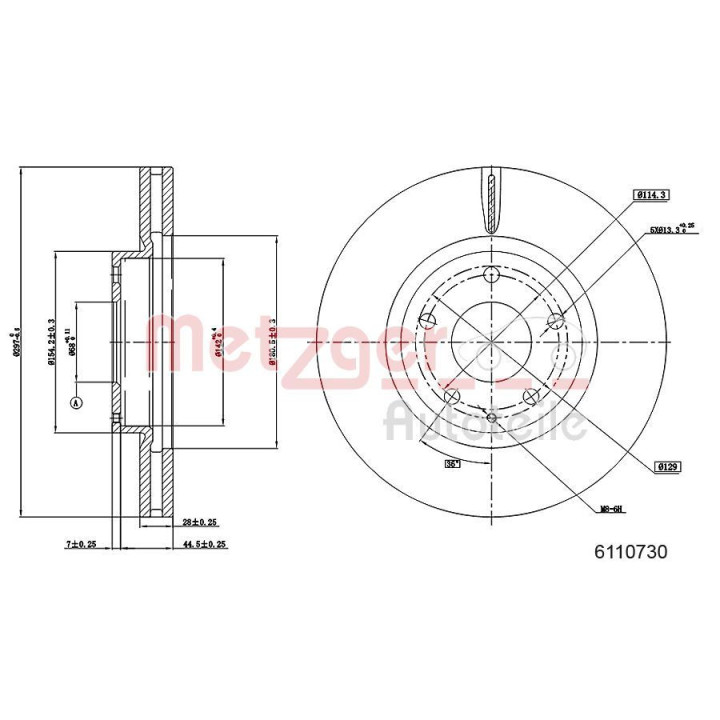 Stabdžių diskas METZGER 6110730