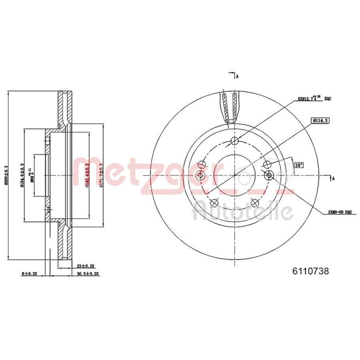 Stabdžių diskas METZGER 6110738