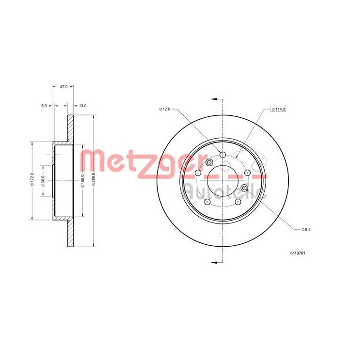 Stabdžių diskas METZGER 6110761