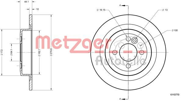 Stabdžių diskas METZGER 6110770