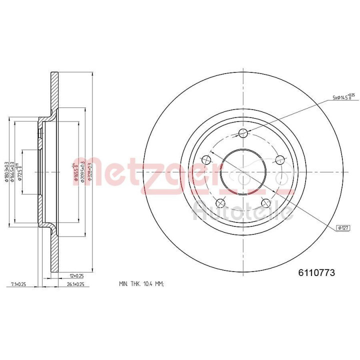 Stabdžių diskas METZGER 6110773