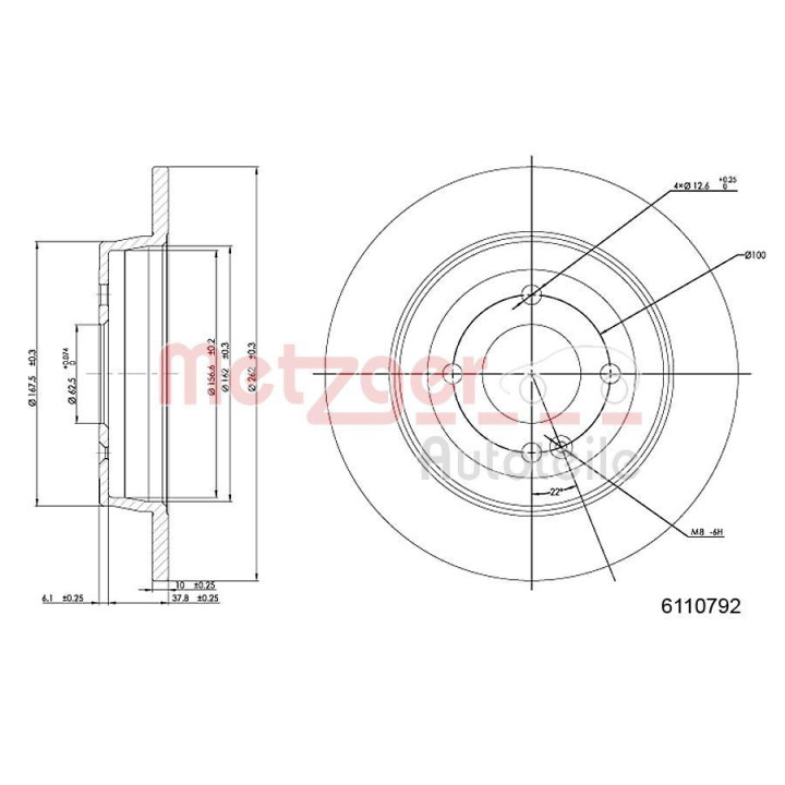Stabdžių diskas METZGER 6110792