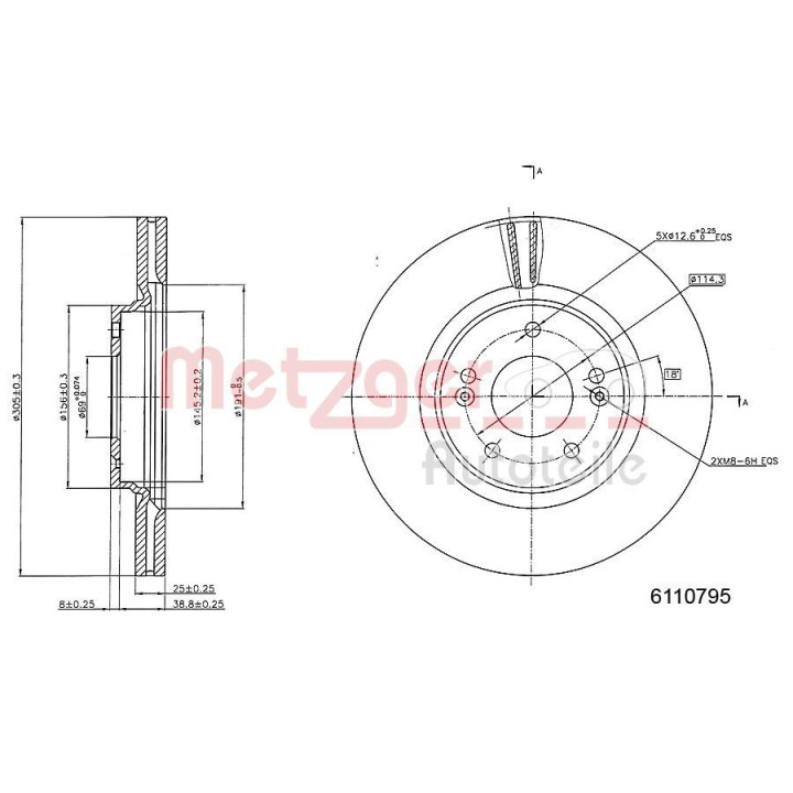 Stabdžių diskas METZGER 6110795