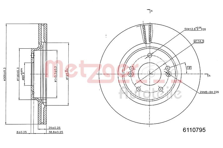 Stabdžių diskas METZGER 6110795