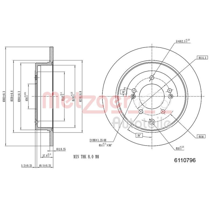 Stabdžių diskas METZGER 6110796