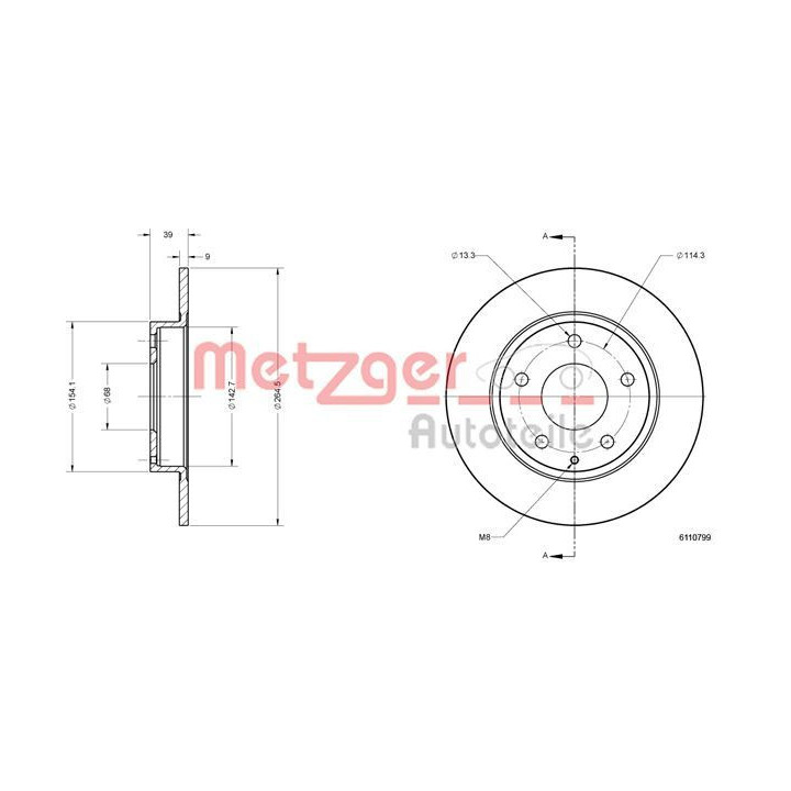 Stabdžių diskas METZGER 6110799